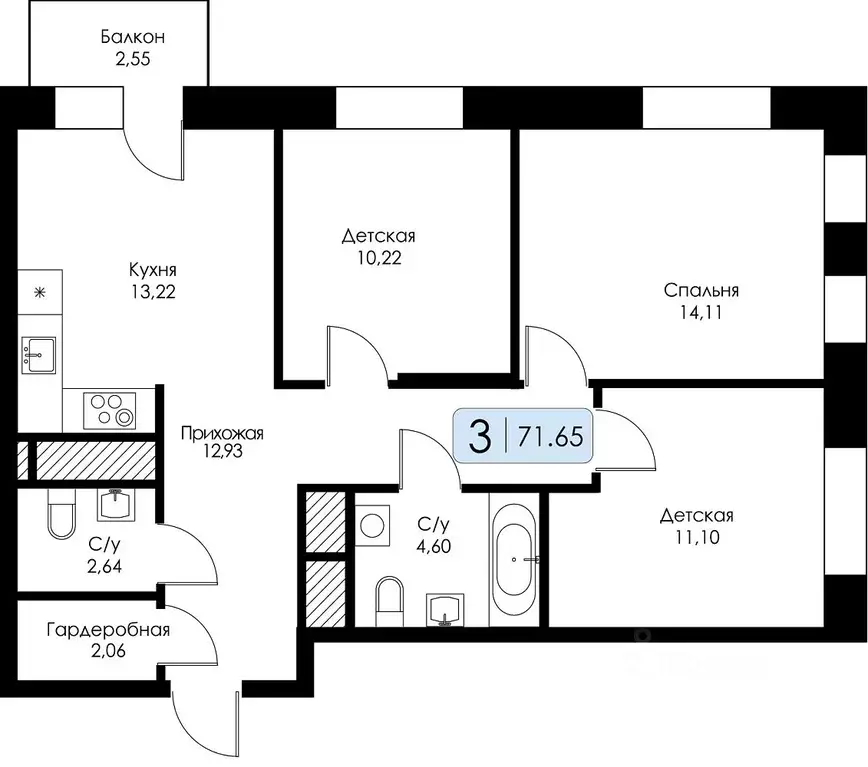 3-к кв. Нижегородская область, Нижний Новгород 15-й Канавинского ... - Фото 1