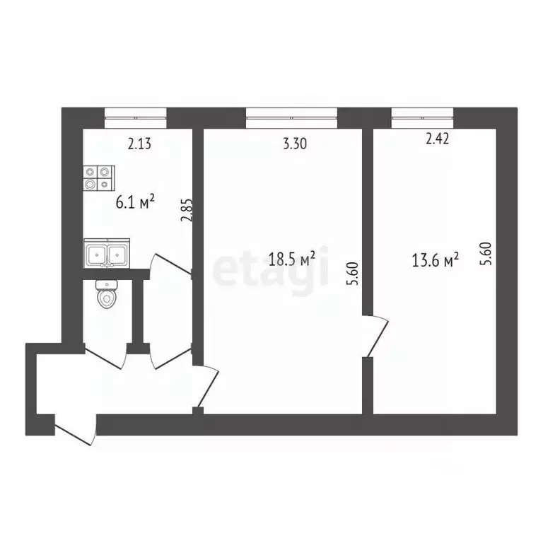2-к кв. Вологодская область, Вологда ул. Болонина, 22 (45.1 м) - Фото 2