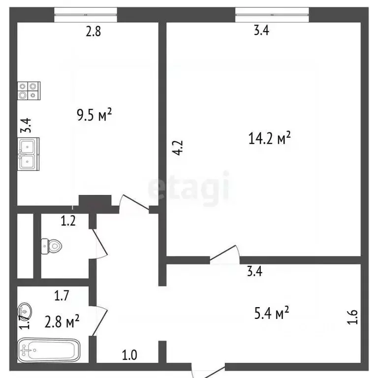 1-к кв. Москва Бартеневская ул., 9 (35.6 м) - Фото 2