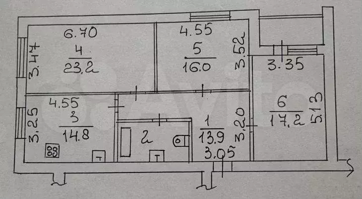3-к. квартира, 93,5 м, 1/3 эт. - Фото 0