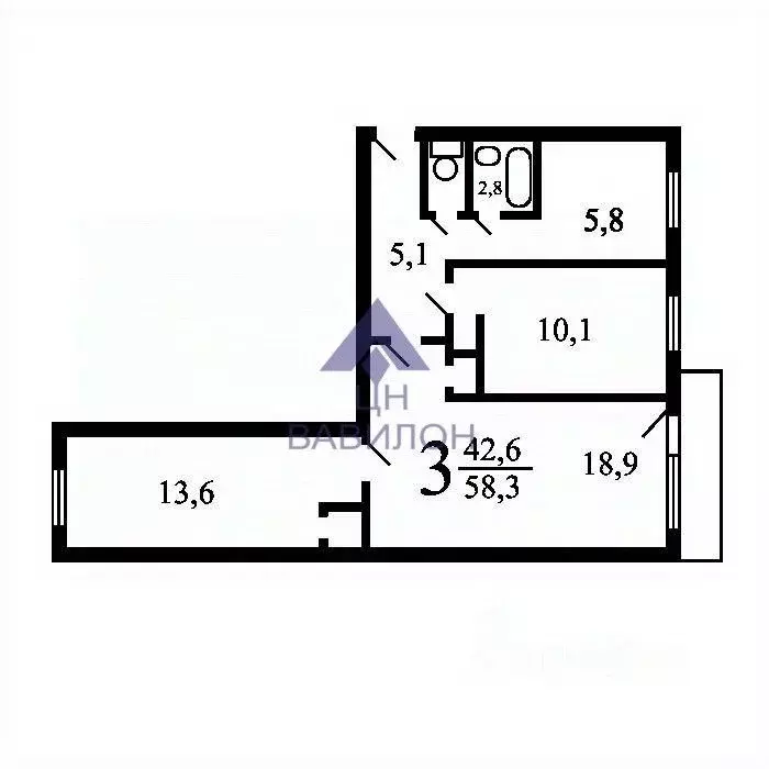 3-к кв. Ростовская область, Волгодонск просп. Строителей (58.6 м) - Фото 1