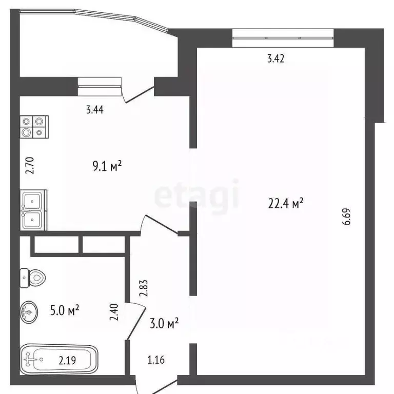 1-к кв. Тюменская область, Тюменский муниципальный округ, д. Патрушева ... - Фото 1