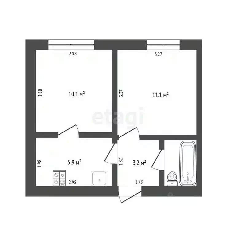 Комната Тюменская область, Тюмень ул. Республики, 248 (33.1 м) - Фото 1