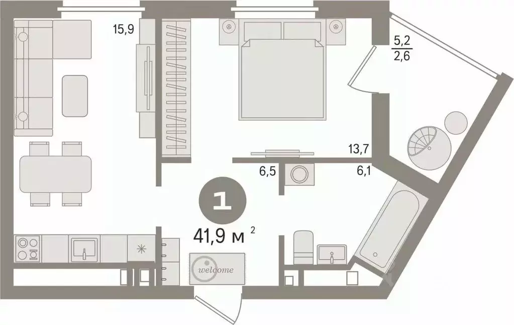 1-к кв. Свердловская область, Екатеринбург ул. Белинского, 163Б (41.9 ... - Фото 1