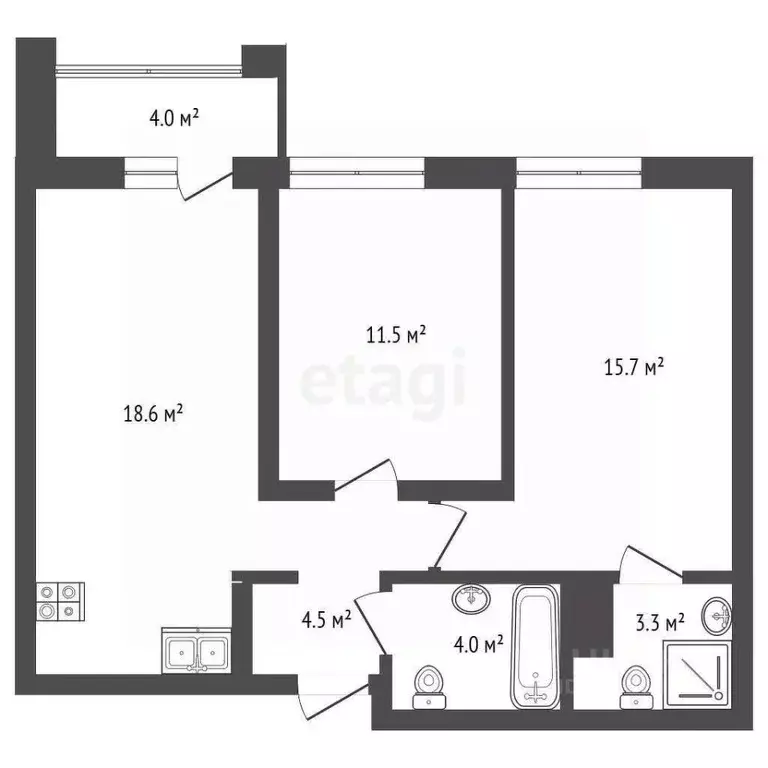 2-к кв. Тюменская область, Тюмень ул. Разведчика Кузнецова, 16 (66.0 ... - Фото 2