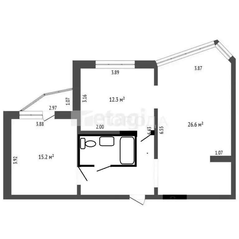 3-к кв. Кемеровская область, Новокузнецк ул. Павловского, 1 (66.2 м) - Фото 2