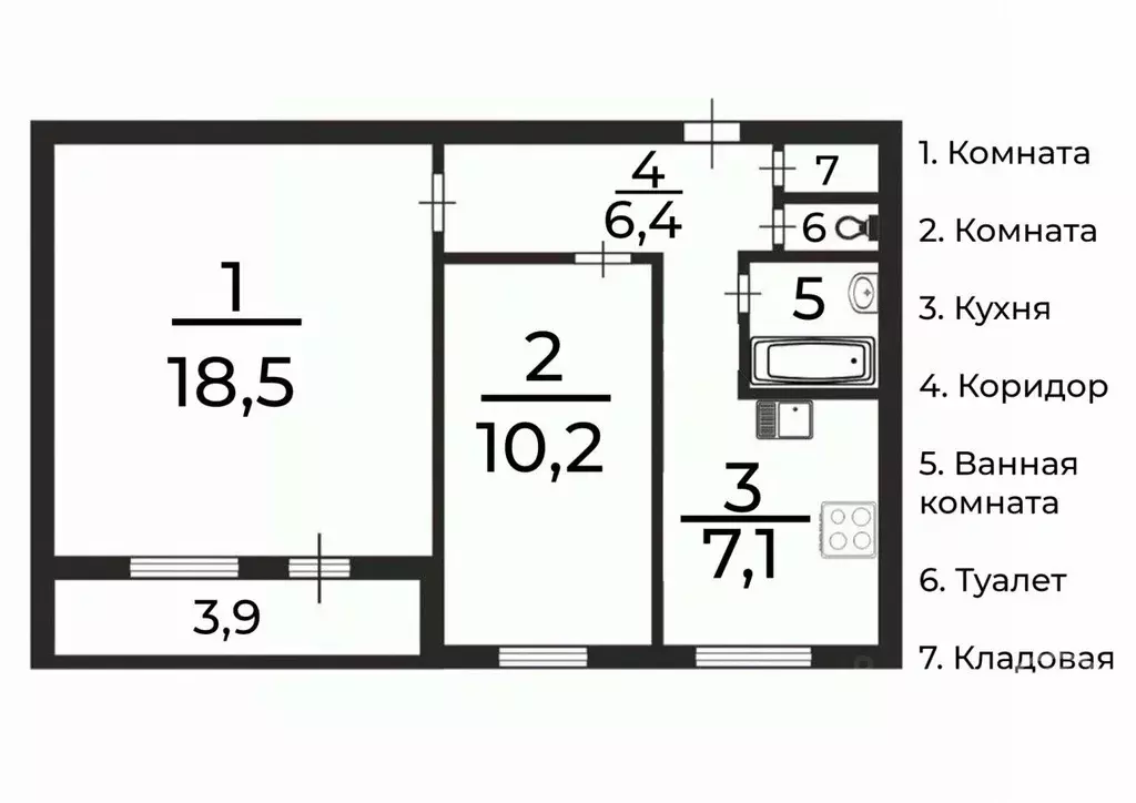 2-к кв. Санкт-Петербург просп. Луначарского, 42К2 (46.9 м) - Фото 1