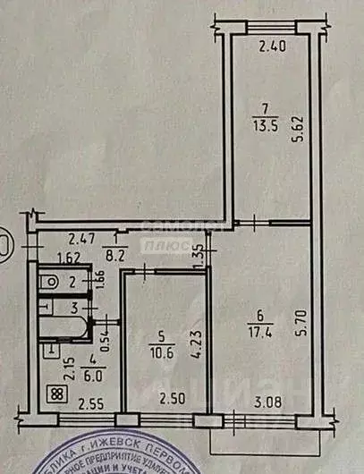 3-к кв. Удмуртия, Ижевск ул. А.Н. Сабурова, 15 (59.0 м) - Фото 1