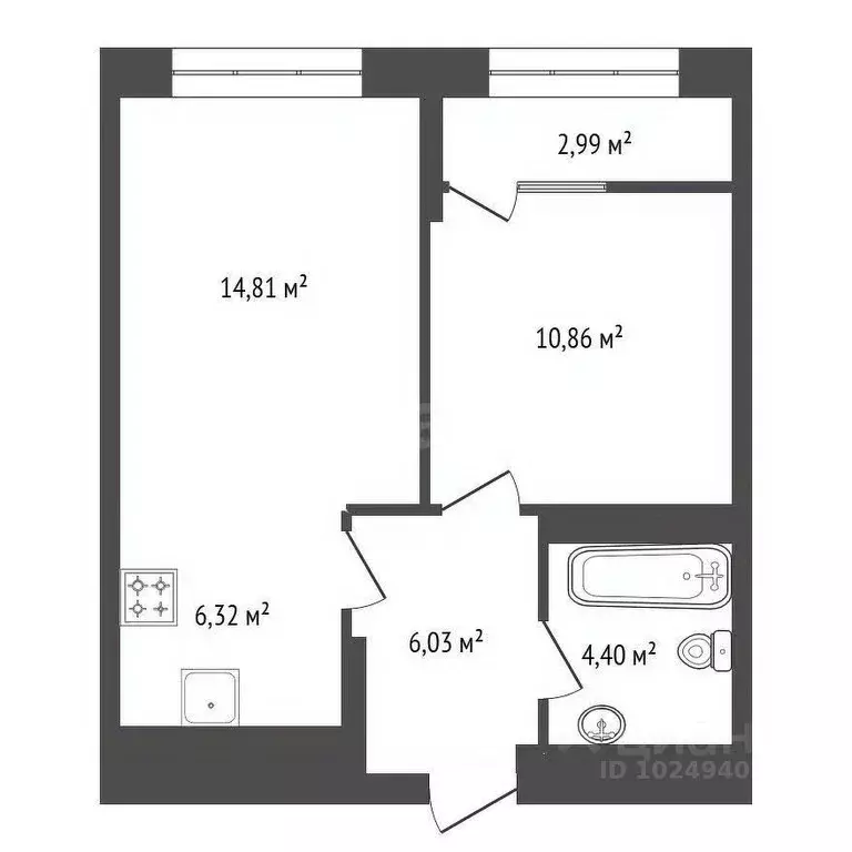 2-к кв. Башкортостан, Уфа ул. Подполковника Недошивина, 13 (45.43 м) - Фото 2