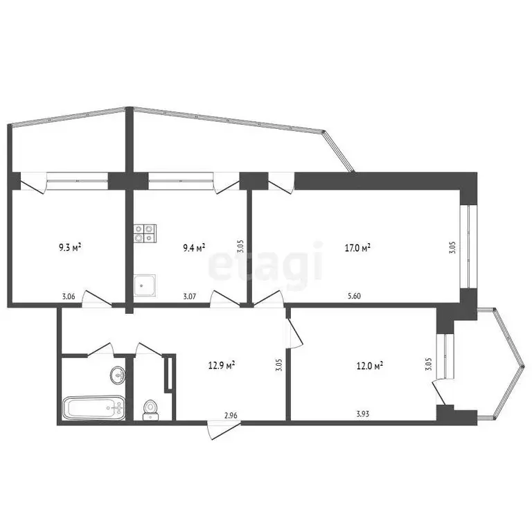 3-комнатная квартира: Алушта, улица Богдана Хмельницкого, 11/2 (70.7 ... - Фото 1
