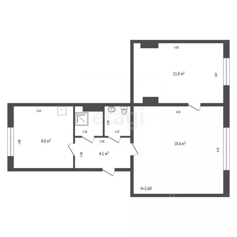 2-к кв. Красноярский край, Красноярск ул. Автомобилистов, 70а (46.3 м) - Фото 2