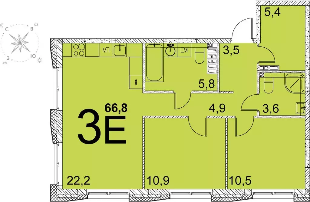 2-комнатная квартира: Екатеринбург, улица Краснолесья, 100/4 (66.2 м) - Фото 0