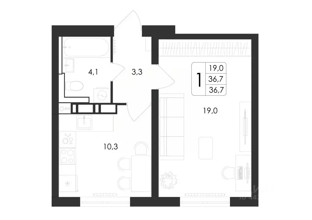 1-к кв. Воронежская область, Воронеж ул. Загоровского, 5/3 (36.7 м) - Фото 0