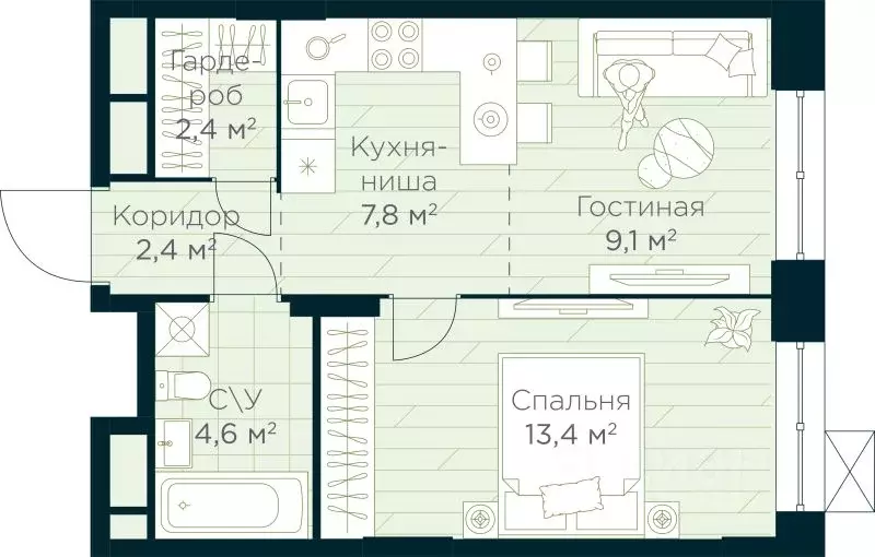 1-к кв. Башкортостан, Уфа Глумилино жилрайон, Урман Сити жилой ... - Фото 0