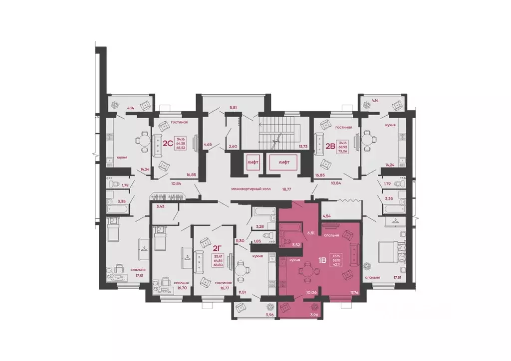 1-к кв. Пензенская область, Пенза ул. Богданова, 34 (42.11 м) - Фото 2