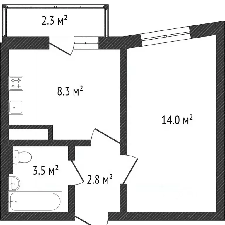 1-к кв. Вологодская область, Вологда ул. Гагарина, 82А (28.0 м) - Фото 2