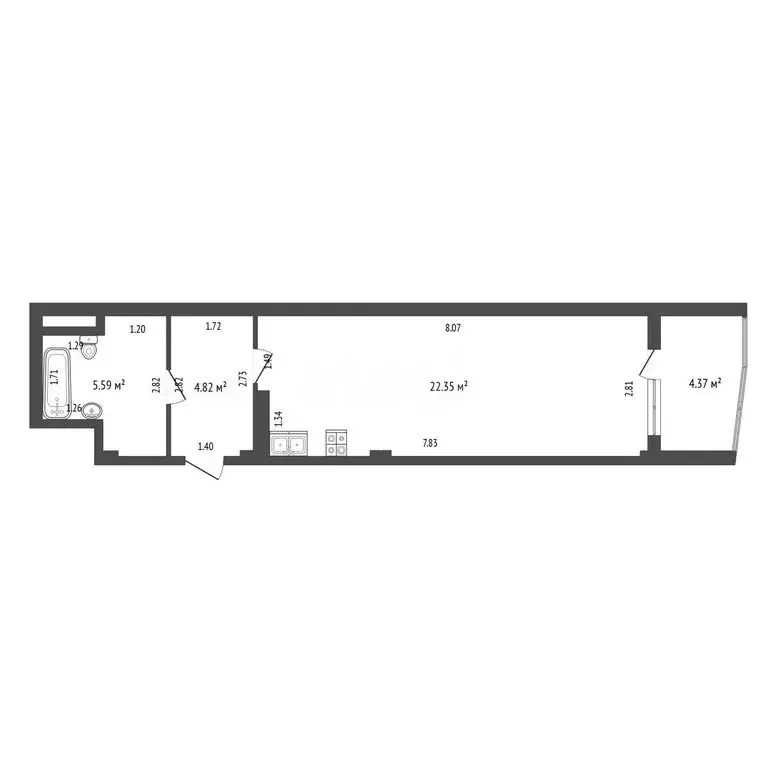 Квартира-студия: Томск, Сибирская улица, 9А (32.4 м) - Фото 1