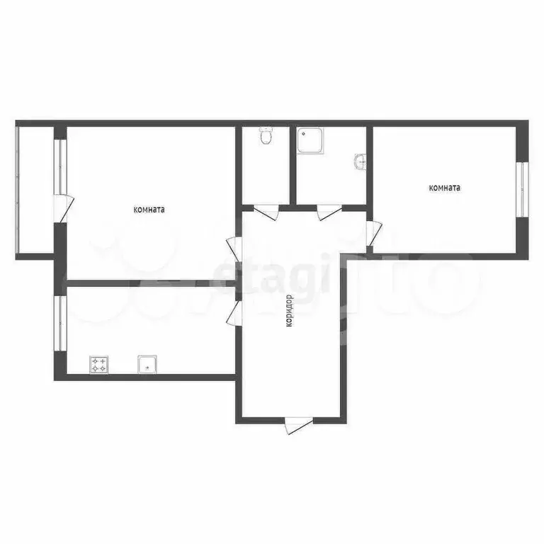 2-к. квартира, 51,6 м, 1/2 эт. - Фото 0
