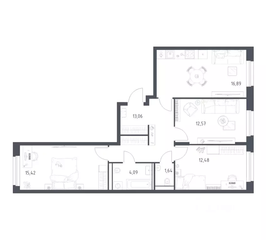 3-к кв. Московская область, Красногорск Квартал Строгино жилой ... - Фото 1