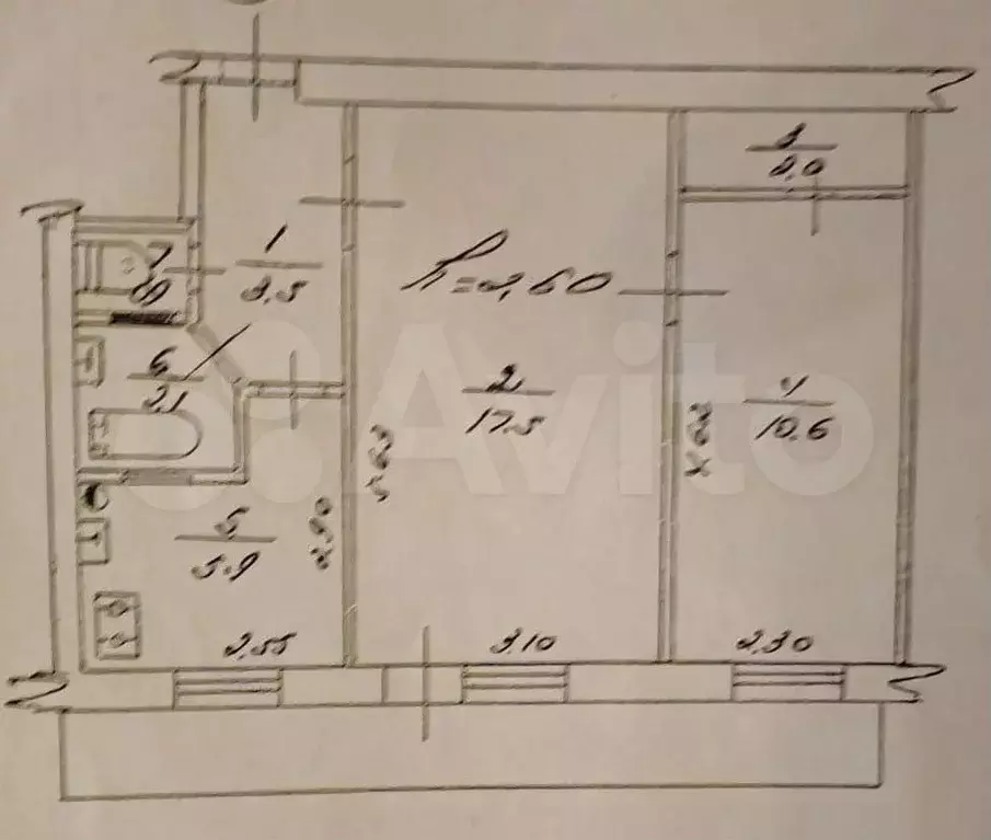 2-к. квартира, 43 м, 4/6 эт. - Фото 0