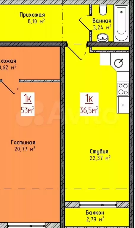 Квартира-студия, 36,5 м, 3/8 эт. - Фото 0