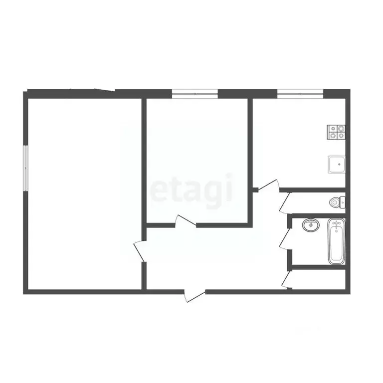 2-к кв. Томская область, Северск ул. Калинина, 131 (50.2 м) - Фото 1