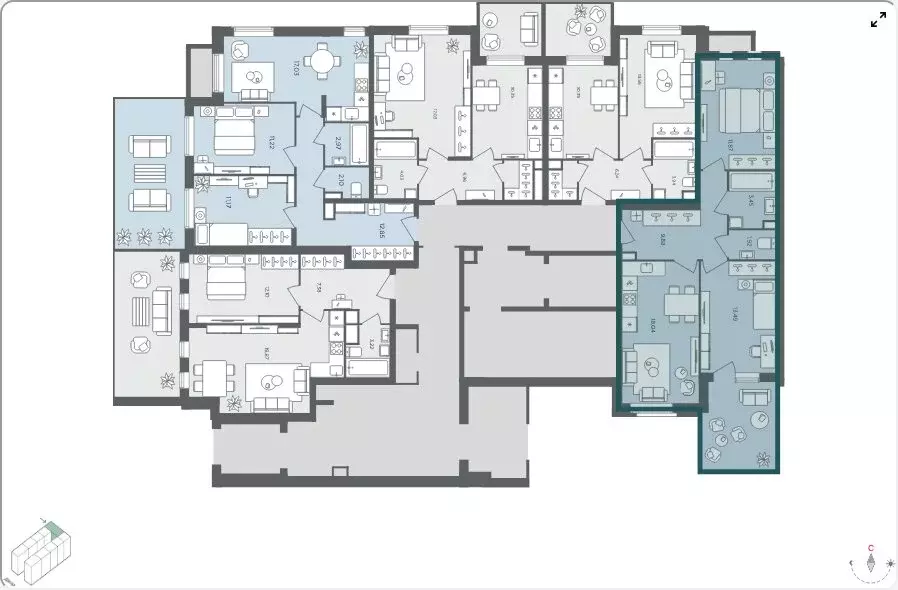 3-комнатная квартира: село Перхушково, микрорайон Равновесие, 10 (58.6 ... - Фото 2