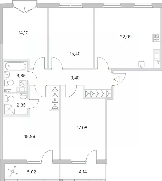 4-к кв. Санкт-Петербург пос. Стрельна, Любоград жилой комплекс (108.33 ... - Фото 0