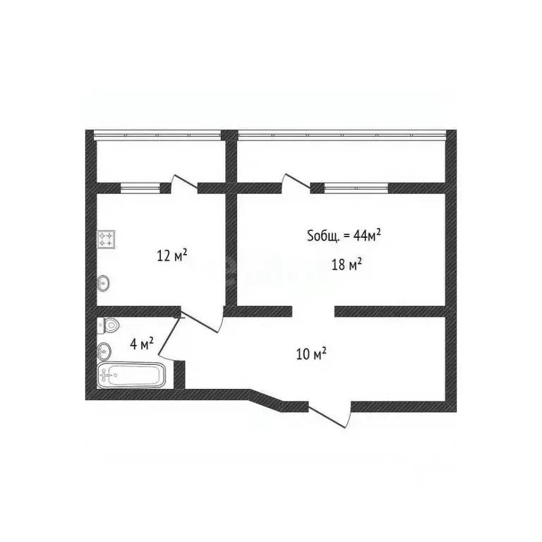 1-к кв. Брянская область, Брянск Красноармейская ул., 38 (44.1 м) - Фото 2