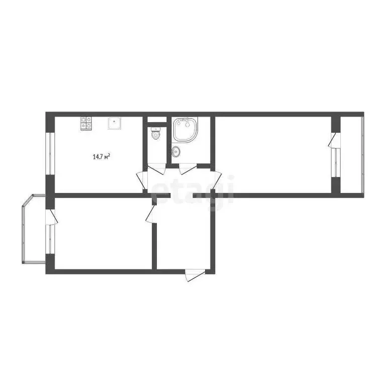 2-комнатная квартира: Тюмень, Широтная улица, 118к2 (67.1 м) - Фото 1