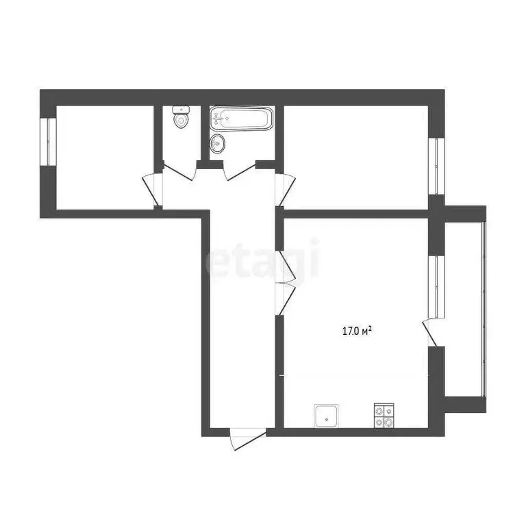 3-комнатная квартира: Тюмень, улица Самарцева, 30 (63.9 м) - Фото 1