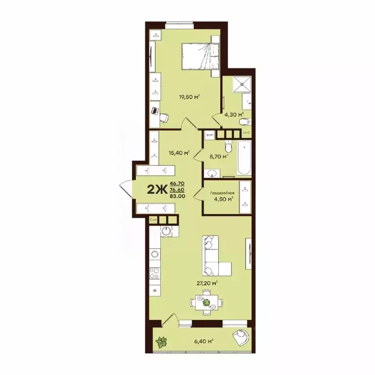 2-к кв. Владимирская область, Владимир ул. Чайковского, 7 (83.0 м) - Фото 1