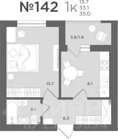 1-к кв. Калининградская область, Пионерский МС18 жилой комплекс (33.1 ... - Фото 1