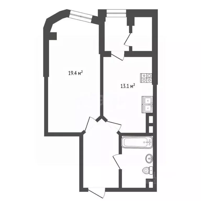 1-к кв. Белгородская область, Белгород Кирпичная ул., 65б (46.6 м) - Фото 1