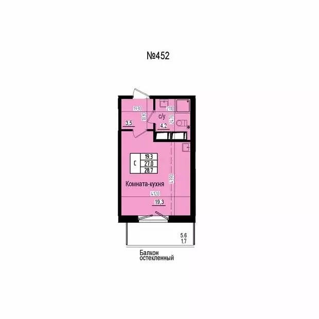 Квартира-студия: посёлок Парголово, Ольгинская дорога, 3/20 (28.7 м) - Фото 2