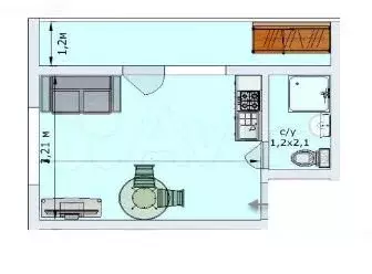 Доля в квартира-студии, 22,5 м, 1/12 эт. - Фото 0