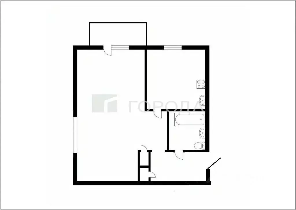 1-к кв. Кемеровская область, Новокузнецк ул. 40 лет ВЛКСМ, 54 (29.6 м) - Фото 2