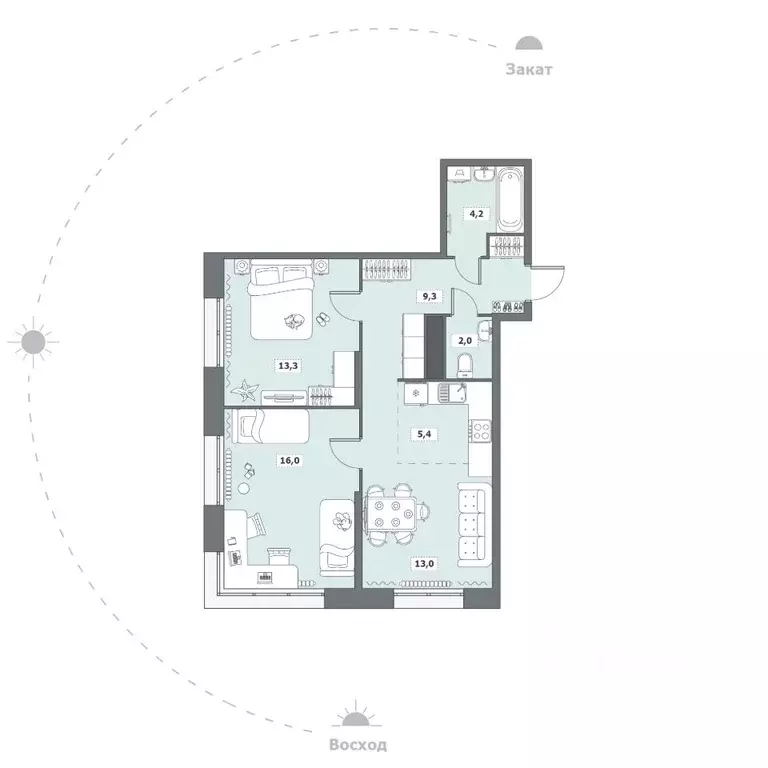 2-к кв. Вологодская область, Череповец Октябрьский просп., 96 (63.2 м) - Фото 1