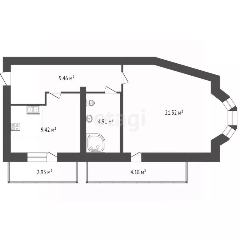 1-к кв. Костромская область, Кострома Калиновская ул., 6 (50.0 м) - Фото 1