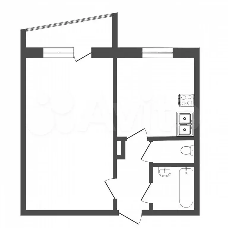 1-к. квартира, 33,3 м, 9/9 эт. - Фото 0
