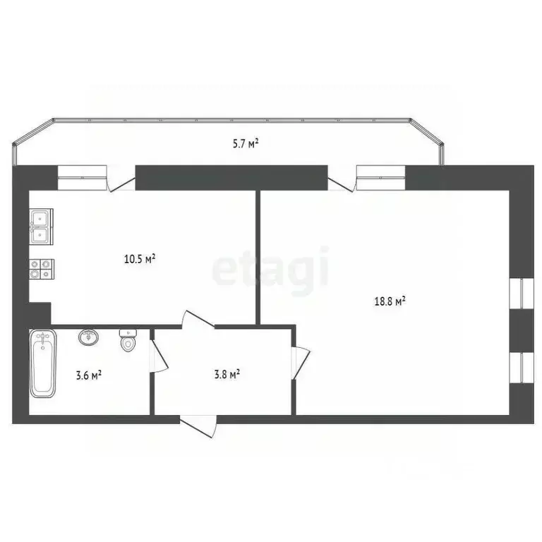 1-к кв. Калининградская область, Гурьевск Крайняя ул., 7А (40.0 м) - Фото 2