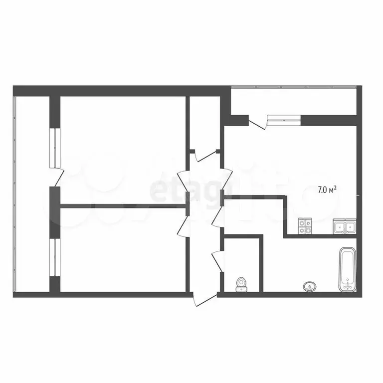 3-к. квартира, 68,1 м, 6/9 эт. - Фото 0