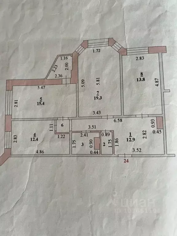 3-к кв. Липецкая область, Липецк ул. Бунина, 13 (80.3 м) - Фото 1