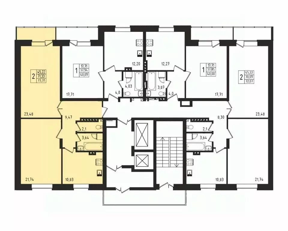 2-к кв. Новосибирская область, Новосибирск Вилюйская ул., 1 (70.2 м) - Фото 1