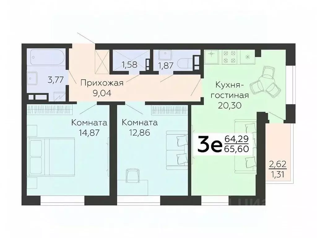 3-к кв. Воронежская область, Воронеж ул. 45-й Стрелковой Дивизии, 119 ... - Фото 0