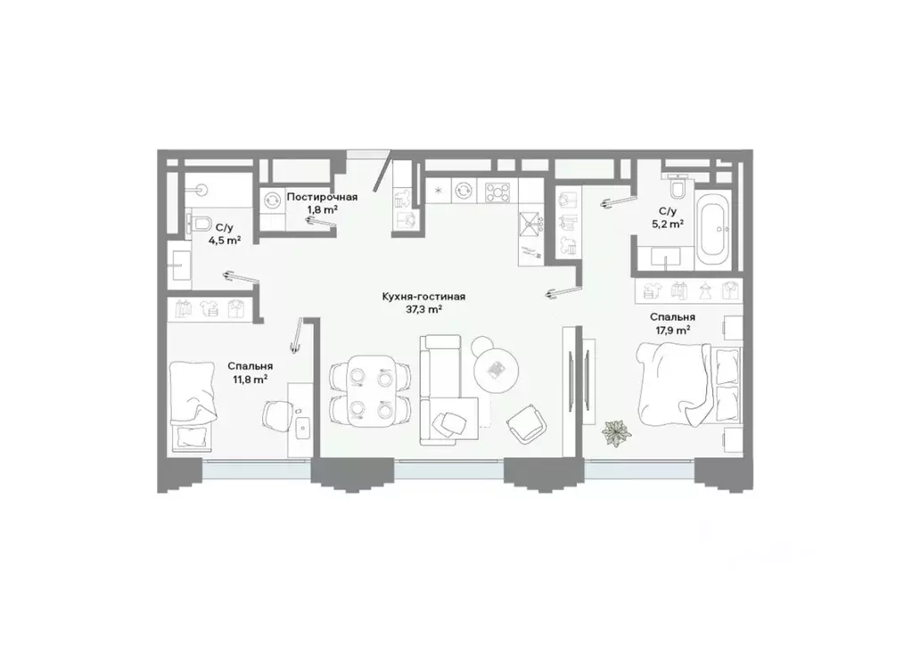 2-к кв. Москва Ленинский просп., 2 (78.5 м) - Фото 2