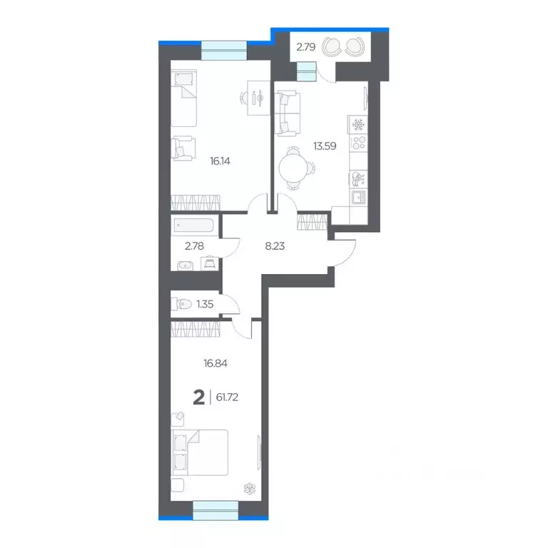 2-к кв. Рязанская область, Рязанский район, Дядьковское с/пос, с. ... - Фото 1