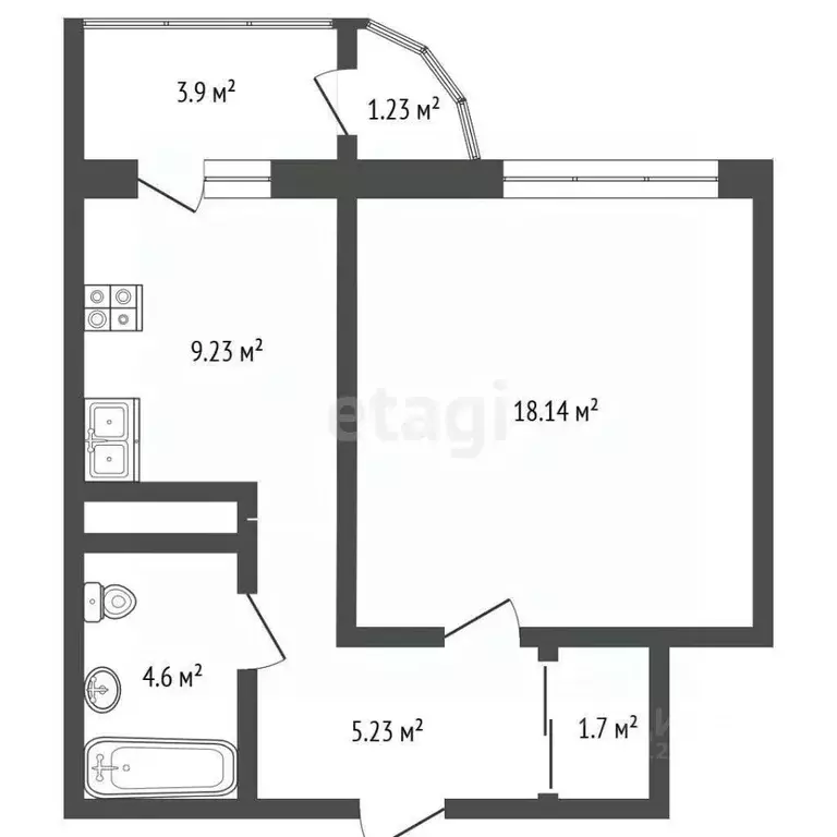 1-к кв. Московская область, Видное ул. Ермолинская, 7 (38.8 м) - Фото 2