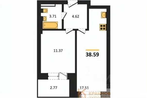 1-к кв. Воронежская область, Воронеж Транспортная ул., 58 (38.59 м) - Фото 0