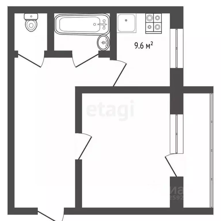 1-к кв. Тамбовская область, Тамбов ул. Рылеева, 73к2 (41.1 м) - Фото 1